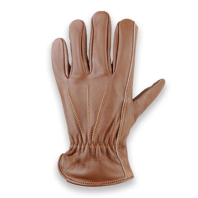 A pair of genuine leather gloves for men in winter with plush insulation, touch screen for riding, anti slip motorcycle gloves for riding, windproof (XL), coffee color