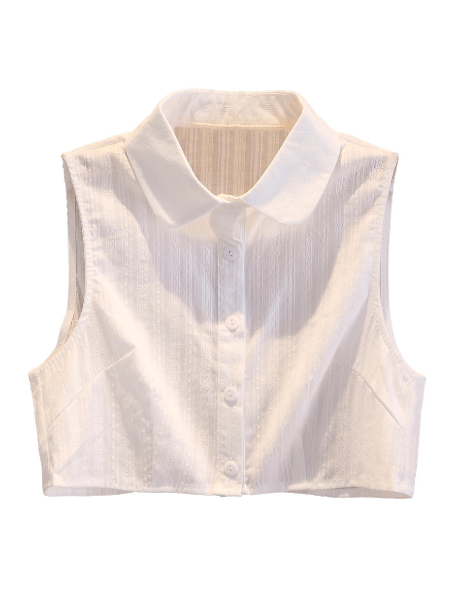 Detachable fake collar shirt, women's cotton shirt with detachable fake collar, women's half shirt collar（White S）