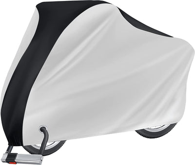 Bicycle Cover Waterproof Outdoor - Bicycle Cover for Outdoor Storage Windproof, UV resistant, Snow resistant with Lock Hole Mountain Road City Bicycle, (Black and Silver 170 * 60 * 85cm)