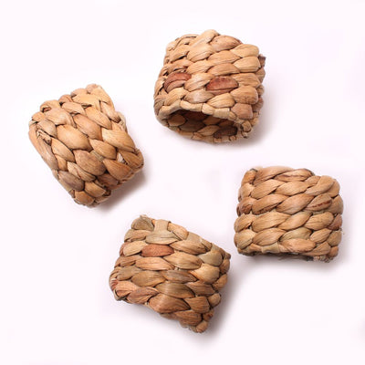 Napkin Rings Set of 12, Farmhouse Table Decor Handmade by Natural Water Hyacinth, Fall Rustic for Thanksgiving, Christmas, Wedding Table Dinnerware Decoration Set