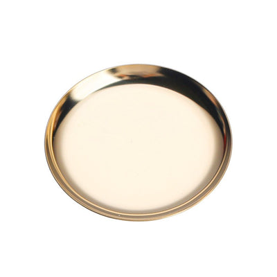 Golden Jewelry Dish, 4 Inch Stainless Steel Trinket Tray Decorative Plate, Small Serving Tray for Home Decor/Decor Enthusiasts