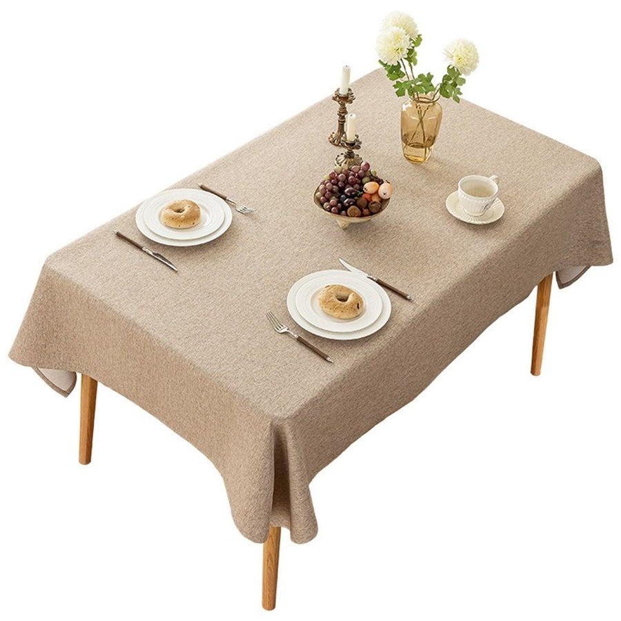 Waterproof rectangular dining table cover, easy to wipe, suitable for outdoor tablecloths for parties, weddings, and camping (90 * 140cm khaki)