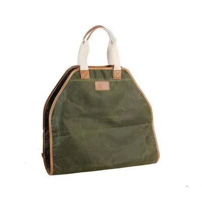 Firewood Carrier Waxed Canvas: Log Carrier for Firewood Heavy Duty | Fire Wood Carrier Tote Bag | Fireplace Log Holders for Firepit Outdoor Camping, Indoor,（Green）