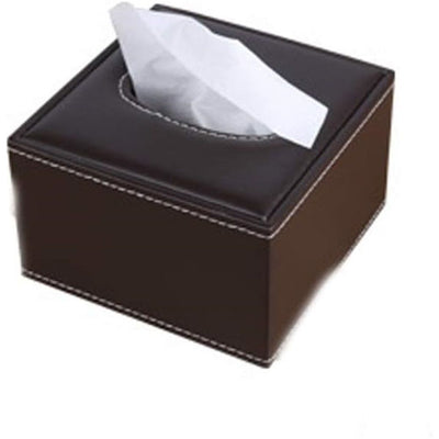 PU Leather Tissue Box Cover Square, Napkin Holder Pumping Paper Case Dispenser,Facial Tissue Holder with Magnetic Bottom for Home Office Car Hotel Restaurant  (brown)