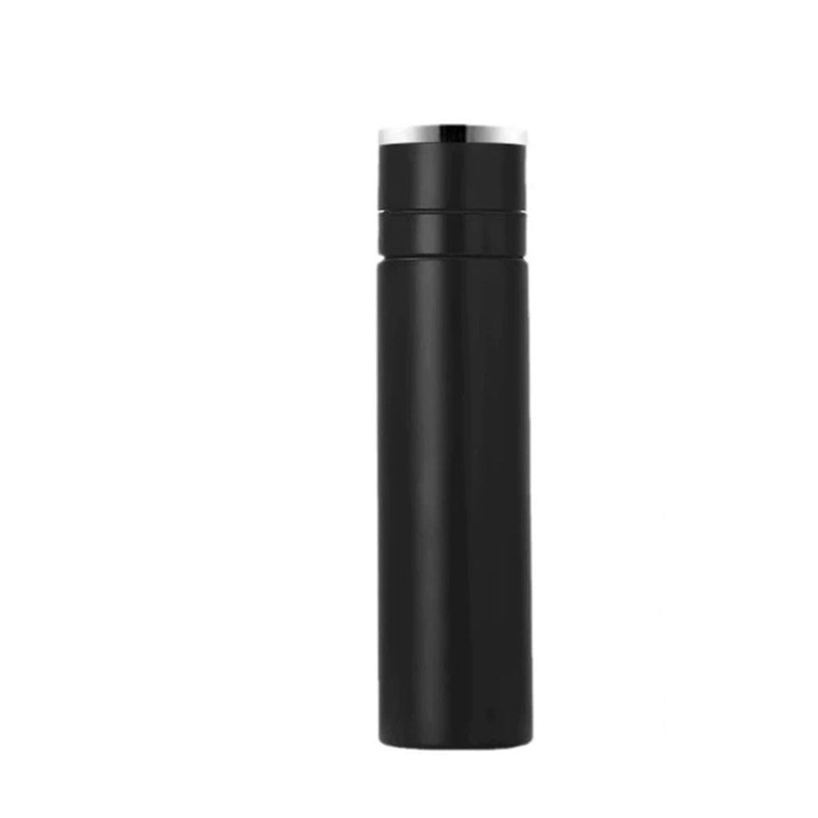 Smart water bottle made of stainless steel, travel mug with intelligent LCD touch screen, insulated or refrigerated, portable travel tea and coffee thermos for car use (black 500ml)