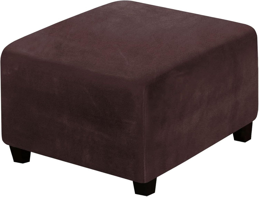 Cover, Stretch Footstools Covers, Plush Foot Stool Slipcover, Removable Footrest Stool Sofa Slipcovers, Folding Storage Stool Furniture Protector for Living Room（dark brown small）