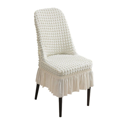 High Stretch Chair Covers for Dining Chairs Covers Set of 2 Removable Dining Room Chair Slipcovers with Skirt  Dorm Chair Covers Protector for Kitchen Wedding Party Banquet(White)