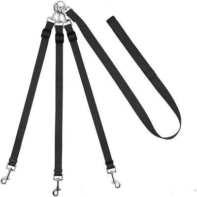 3 Way Dog Leash 3 in 1 Multiple Dog Leash Detachable Tangle Free 360° Swivel with Soft Padded Handle for Walking and Traning Two or Three Dog Leash(Black 2pcs )