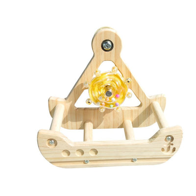 Bird Stand Perch Toy,Interactive Rocking Parakeet Toy and Perch, Wooden Exercise Wheel Cockatiel Toy, Intelligence Puzzle Enrichment Toys,Bird Playground Play Stands