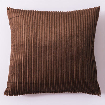 Striped pillowcase super soft decorative square pillow cover sofa bedroom car decoration cushion cover  (20*20in  2 Pieces,  Brown)