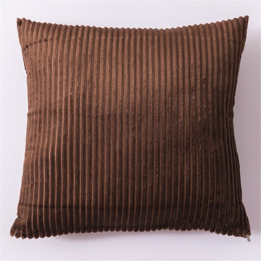 Striped pillowcase super soft decorative square pillow cover sofa bedroom car decoration cushion cover  (20*20in  2 Pieces,  Brown)