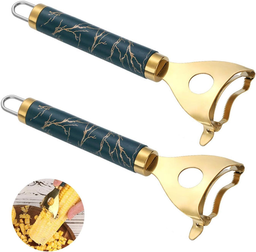 Corn Peeler(2-Pack) – Stainless Steel Corn Cob Stripper Tool，Labor-Saving and Fast Peeling Tool, Efficient Kitchen Gadget
