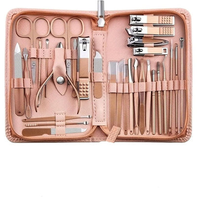 30-Piece Professional Manicure Set，Features Stainless Steel Tools, Carbon Steel Clippers & Travel Case for Women's Home and Travel Grooming，Luxury Nail Care Gift for Her(rose gold)