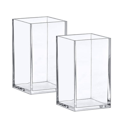 2-Pack Pen Holder, Acrylic Pen Holder, Clear Plastic Organizer for Office Supplies, Perfect Office Desktop Storage Solution for Pencils, Pens, Markers, Scissors, and More