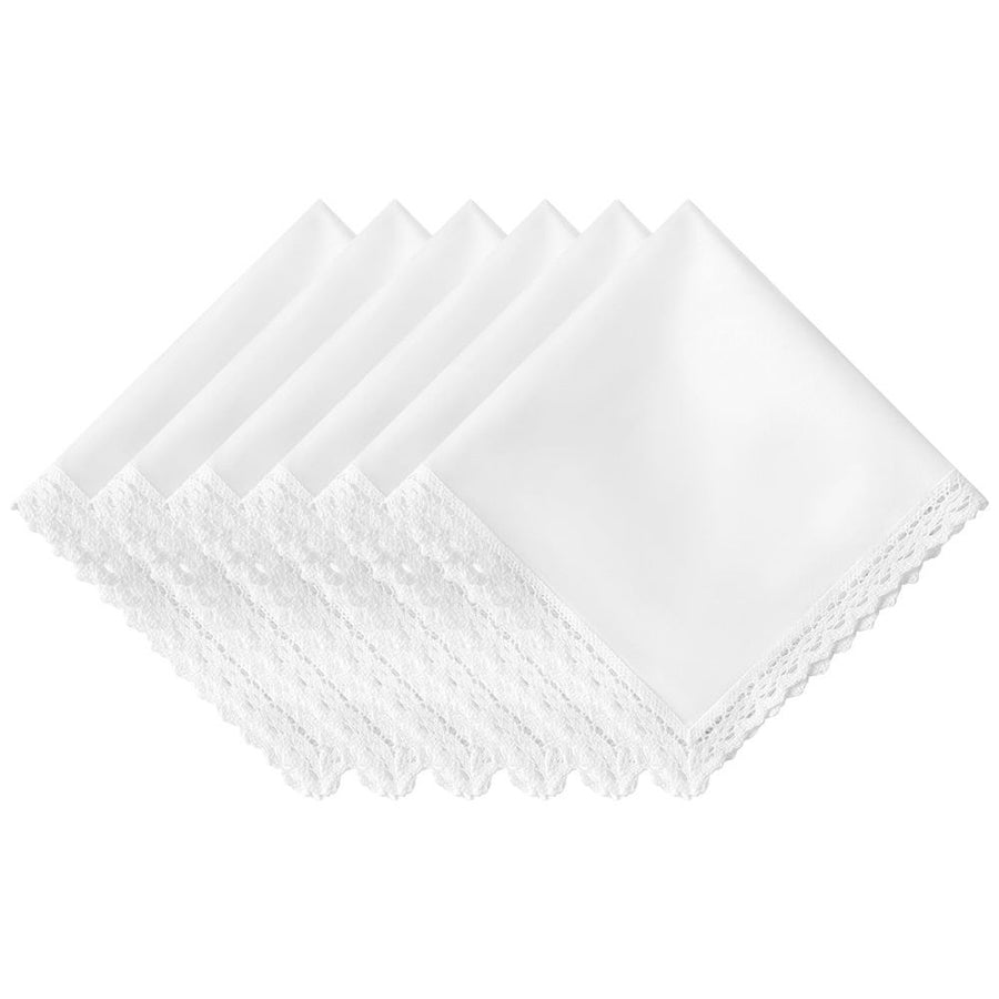 White Lace Handkerchiefs for Women, Soft Cotton Women’s Lace Handkerchiefs Ladies Hankies for Embroidery Wedding,6Pc