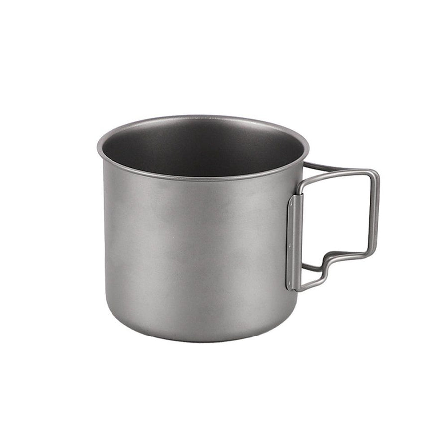 Pure Titanium Tea Collapsible Cups Lids Titanium Camping Mug Outdoor Drinking Cup for Hiking Backpacking TravelSecond generation handle made of pure titanium 350ml (with lid)+mesh bag
