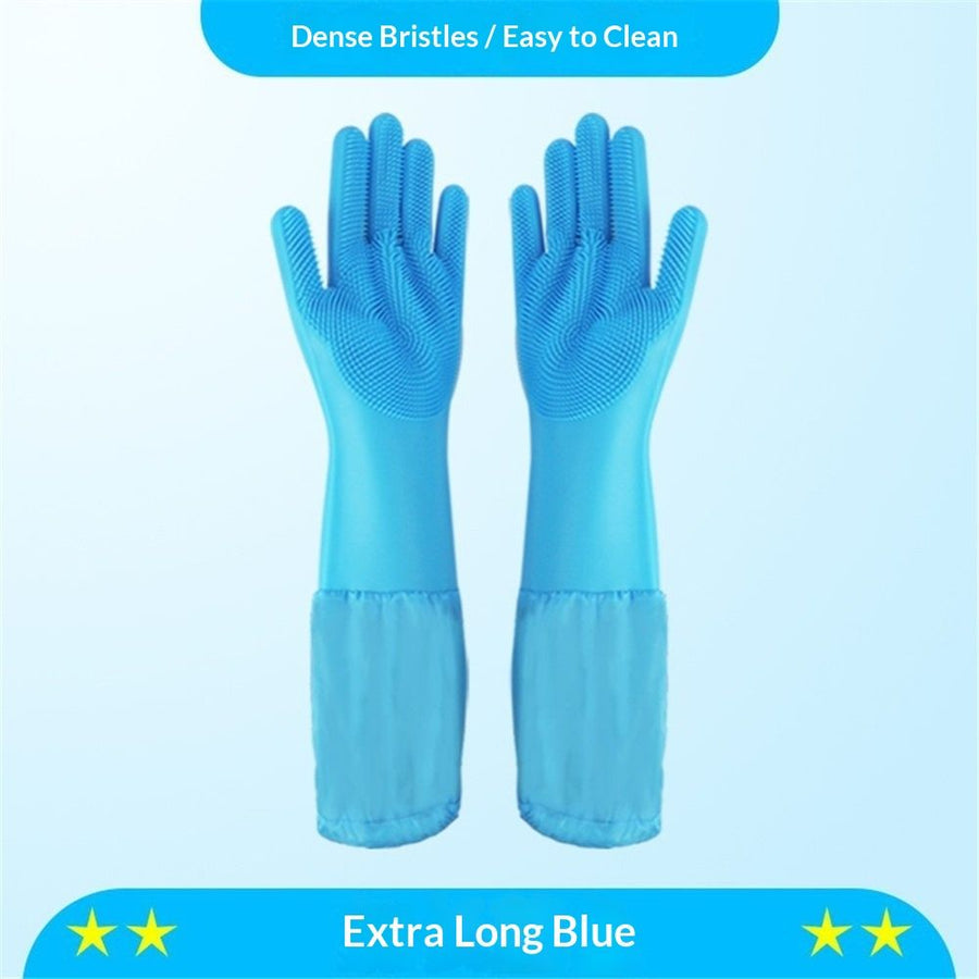 Pet Grooming Gloves Pet Hair Remover Cat, Dog Washing Gloves Silicone Heat Resistant Cleaning Gloves with High-Density Teeth Grooming Gloves for Dogs, Cats, Horses, Rabbits (2Pair - Blue)