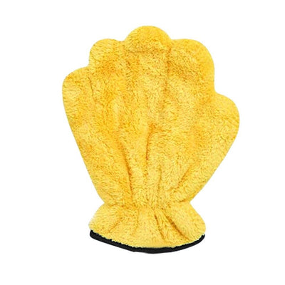 2026 New Corals Fleece Pet Grooming Gloves, Soft Cat Bathing Mitts, Gentle Absorbent Towel Gloves, Reusable and Lightweight, Quickly Drying Dogs Cats (Yellow, 4pcs)