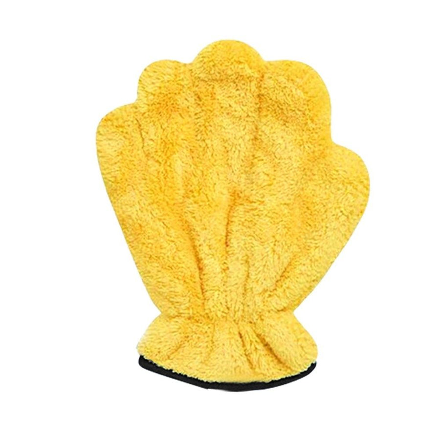 2026 New Corals Fleece Pet Grooming Gloves, Soft Cat Bathing Mitts, Gentle Absorbent Towel Gloves, Reusable and Lightweight, Quickly Drying Dogs Cats (Yellow, 4pcs)