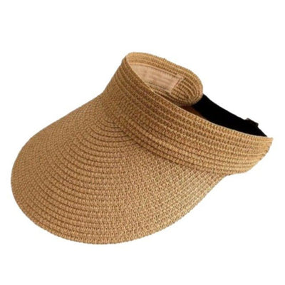 Womens Sun Visor Hat Straw Sun Visors for Women Summer Packable Ponytail Beach Hats for Women Travel, UPF50+