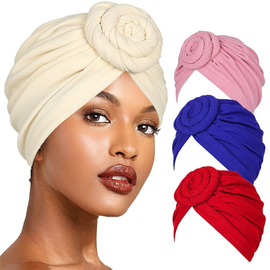 4 Pcs Turbans Head Wrap for Women Chemo Head Wraps Stretch Soft Pre Tied Knot Fashion Cancer Hat Turban Headwear Cap