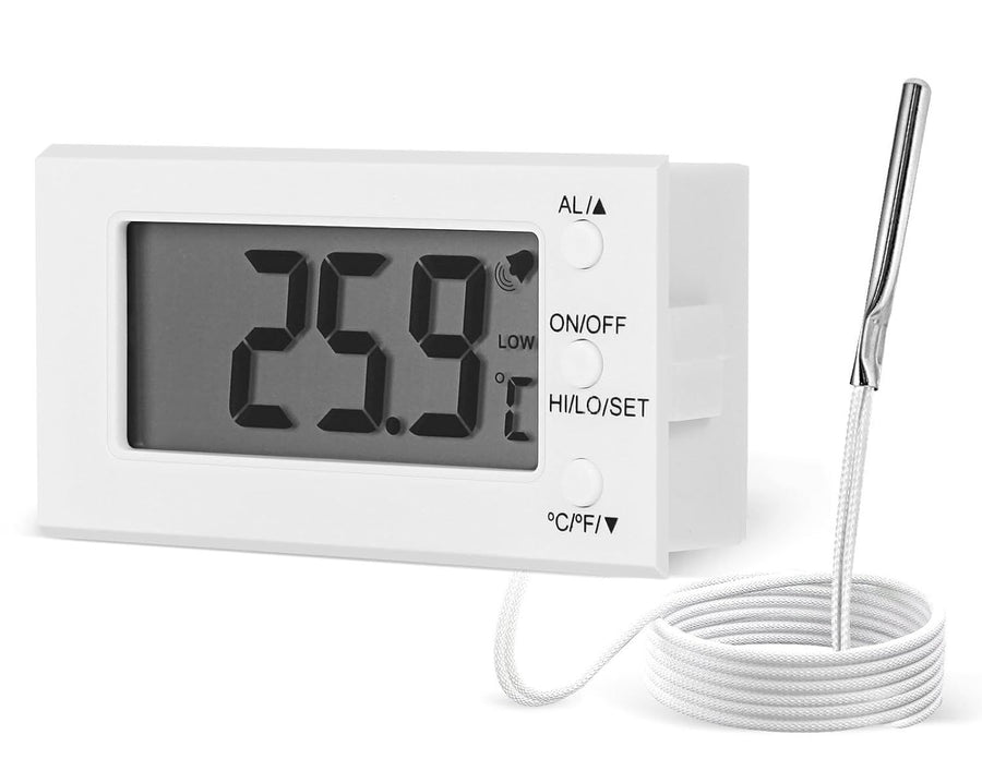 2 Packs Digital Oven Thermometer -58°F to 572°F/-50°C-300°C, Thermometer with Probe, High Low Temperature Alarm, LCD, White