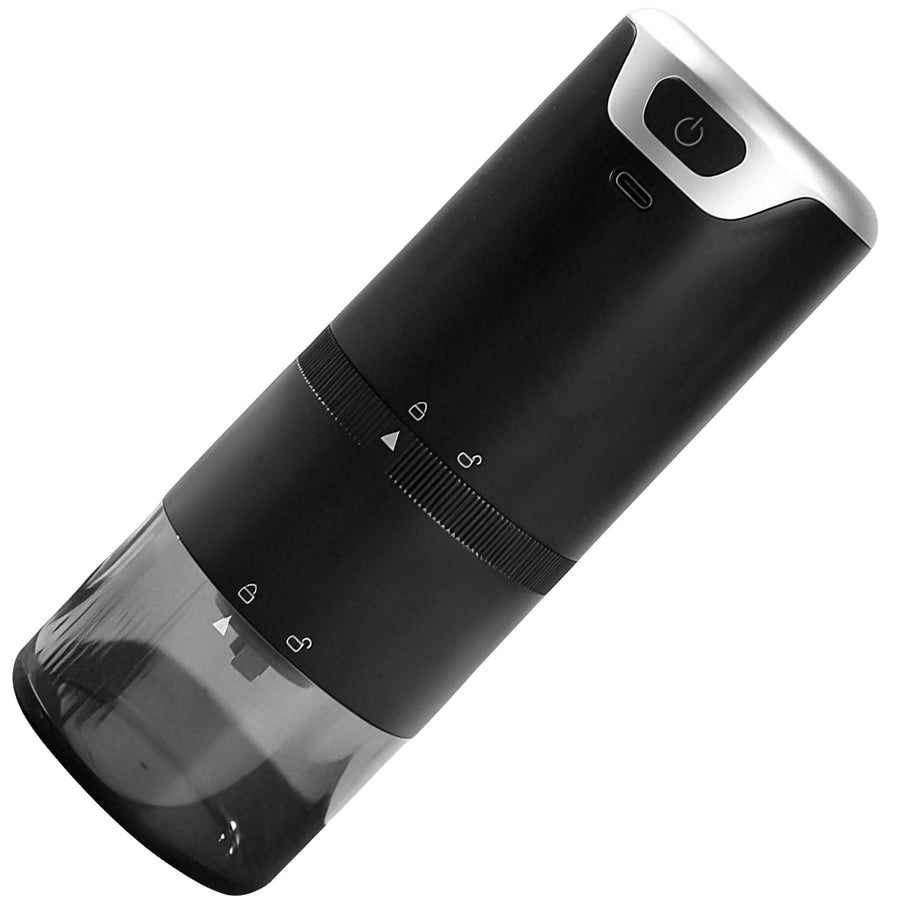 Rechargeable Coffee Grinder - Cordless Coffee Grinder with Ceramic Burrs - Low Noise Battery Powered - Adjustable Grind Settings for Coarse to Fine - Portable for Travel w/USB-C Charging Cord Black