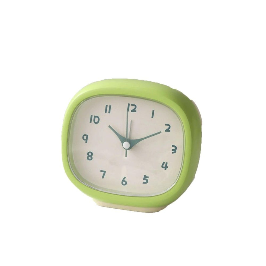 Cute Mini Clock Aesthetic Small Silent Bedside Desk Clock Battery Operated Non-Ticking Shelf Clocks for Décor Livingroom Bedroom Kitchen Desktop Gift Clock(green,Battery not included)