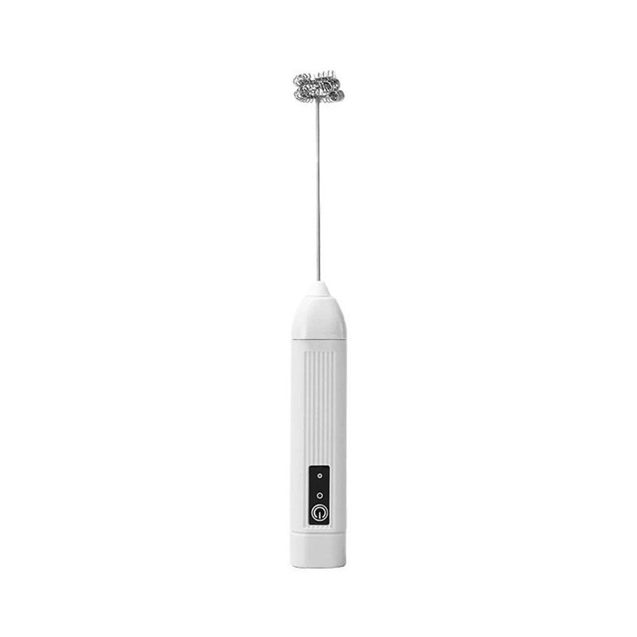 Electric Milk Frother, USB Rechargeable Handheld Mixer, Dual Speed Stainless Steel Frother Wand with Double Whisk for Coffee, Lattes, Matcha, Includes Travel Case, Coffee Bar Accessories, White