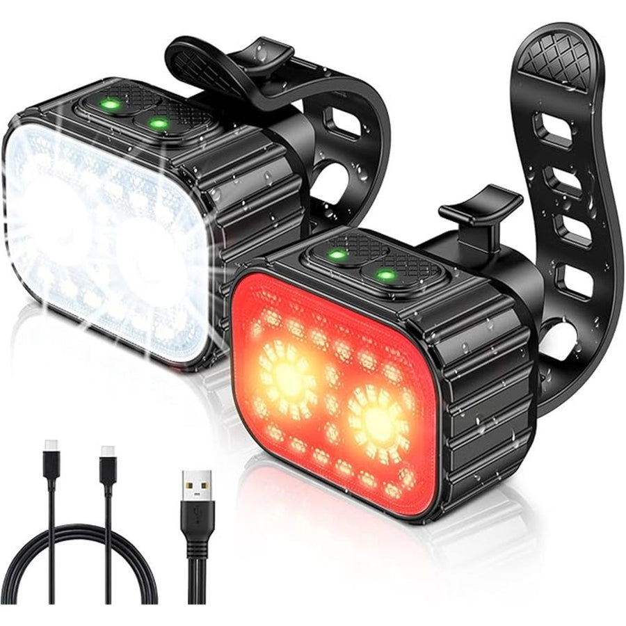 Bike Lights, Super Bright Bike Lighting Parts, Rechargeable Bicycle Lights Set Multiple Modes, Waterproof Bike Lights for Night Riding/Cycling Safety, Long Battery Life