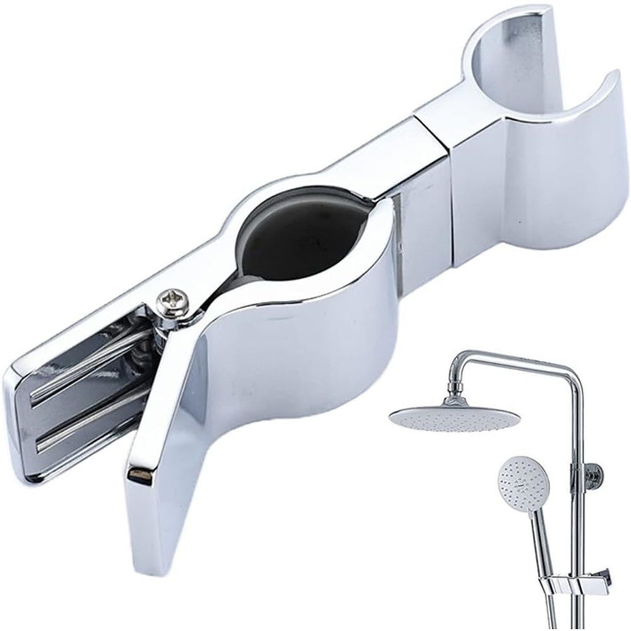 Adjustable Hand Shower Bracket for Slide Bar, Universal  Rail Shower Head Holder Slider Clamp Bathroom Replacement  Degree Rotation Sprayer Holder（Bright Silver）