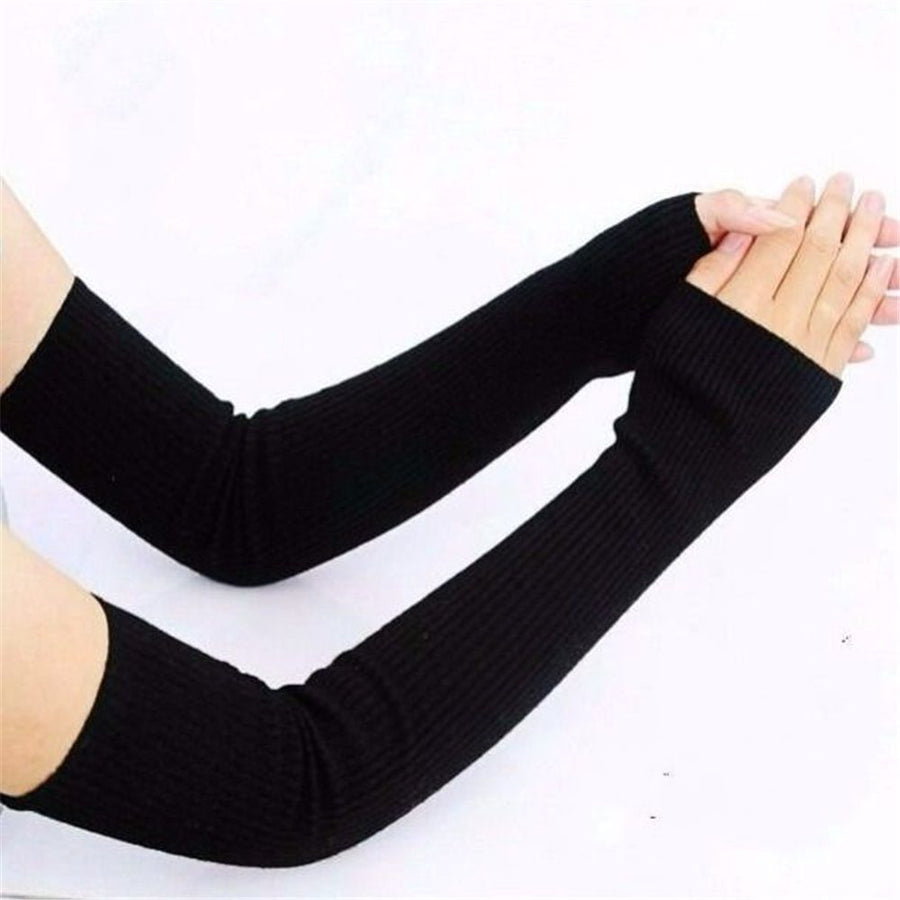 Women's Warm Long Fingerless Gloves Winter Arm WarmerBlend Warm Arm Warmers Super Soft Long Fingerless Gloves for Women（black）