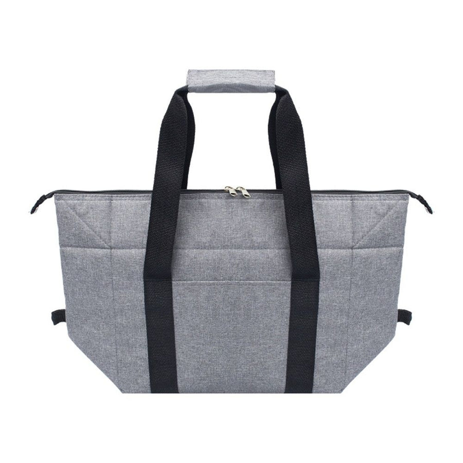 Reusable Insulated Shopping Cooler Bag with Zipper Top for Grocery, Thick Alumimum Foam Tote Thermal Bag for Frozen Cold Hot Foods Transport, large size Grey