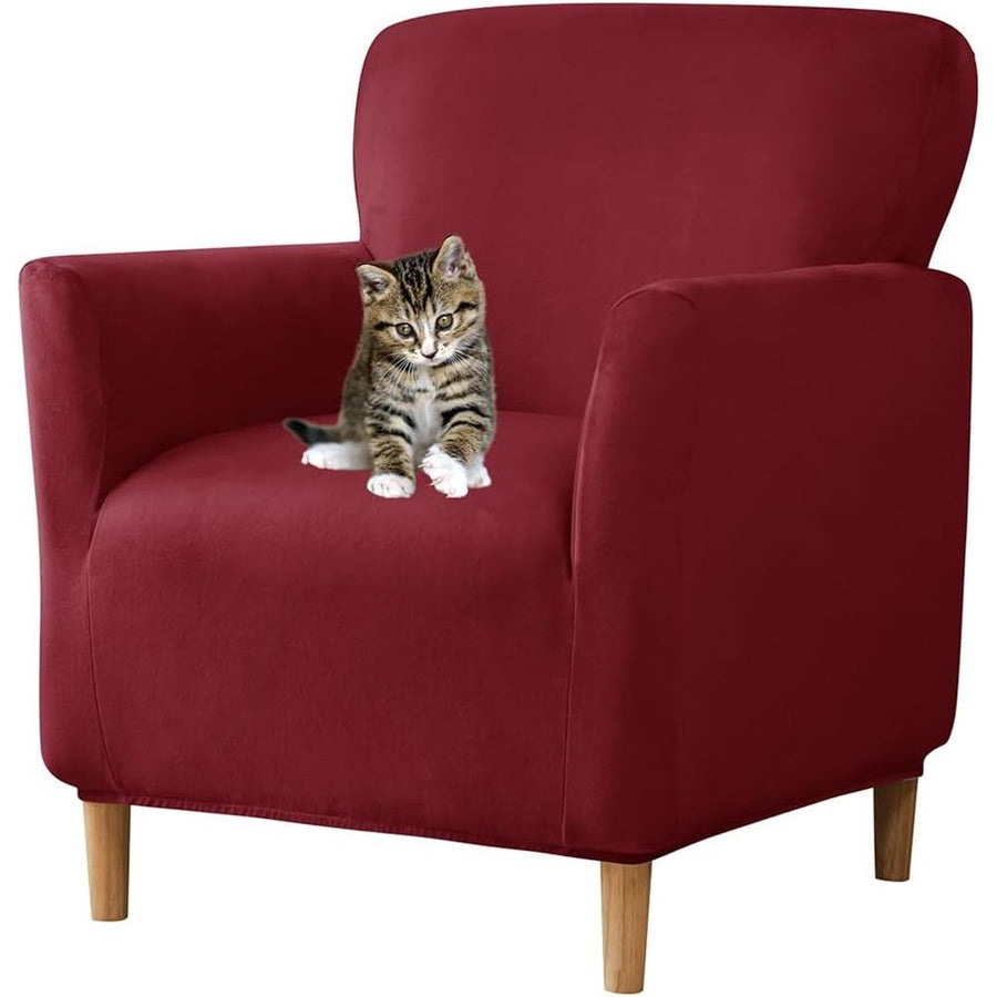 Stretch Chair Covers Banquet Armchair Slipcovers Luxury  Armchair Sofa Covers Chair Slipcover Anti-Slip Furniture Protector for Living Room Friendly for Kids Pets (Red)Excluding sofa