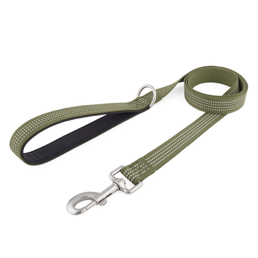 Dog leash with four reflective wires for walking dogs at night，for Obedience Training Easy to Use,Lightweight,Soft for Large and Medium Dogs (Green,152CM*2.5CM)