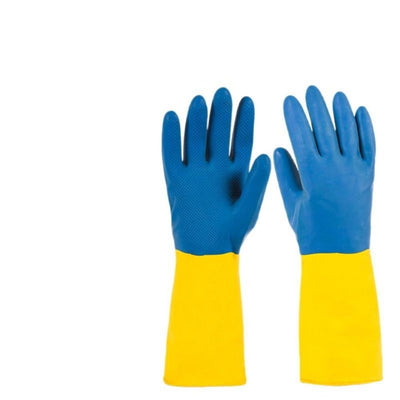 Neoprene/Latex Liquid Proof Unsupported Glove with Lined, Chemical Resistant,Small, Blue/Yellow (a pair S )