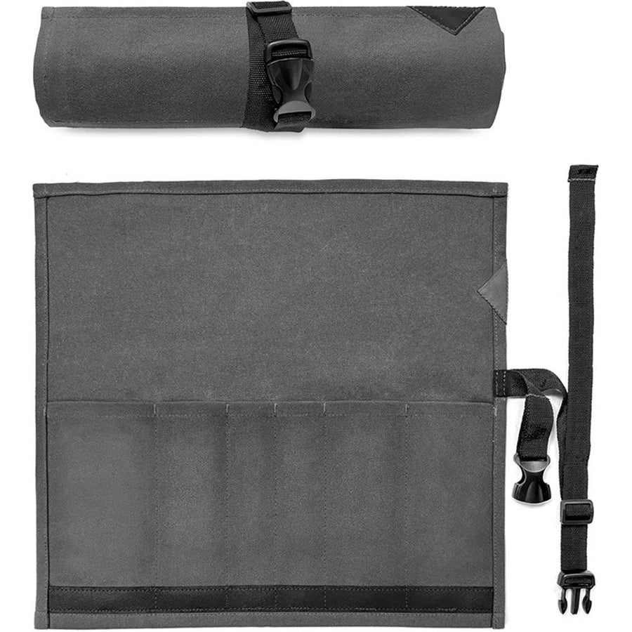 Chef’s Knife Roll Case, Waxed Canvas Cutlery Knives Holders Protectors, Home Kitchen Cooking Tools And Utensils Wrap Bag Wallet, Multi-Purpose Brush Roll Bag（dark gray）