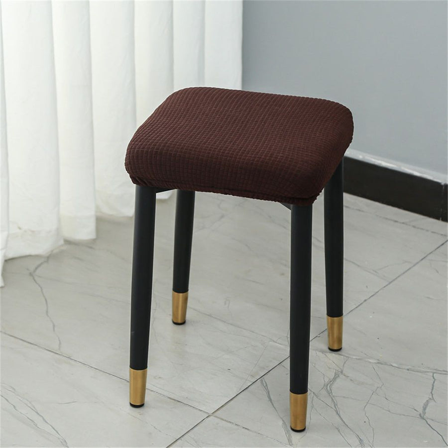 stool cover, 2-piece set, stretched rectangular strip stool cover, jacquard dressing table stool cover, washable counter stool cover, strip stool seat cover with elastic band（Checkered coffee color）