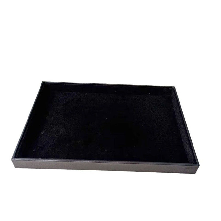 Jewelry Tray for Drawers Black Jewelrys Display Tray Stackable Jewelry Organizer Trays for Necklace Bracelet Ring Watch（Black velvet empty disc inside the outer skin）