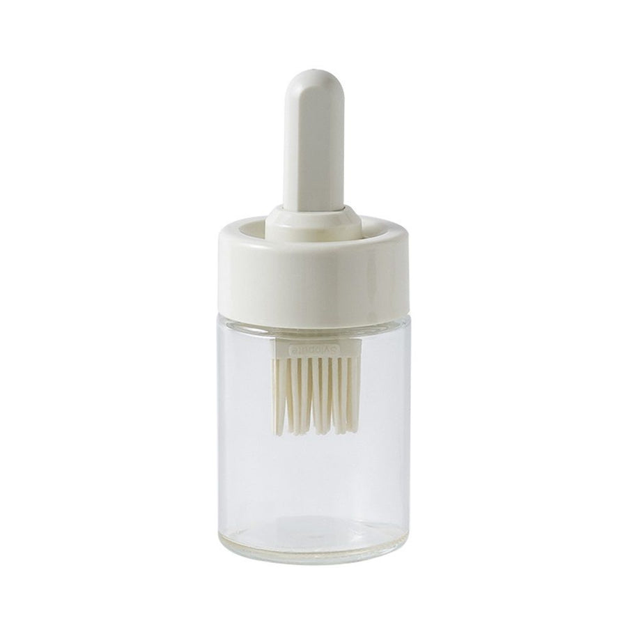 Silicone Oil Dispenser Bottle with Basting Brush – 2-in-1 Oil & Sauce Applicator for Cooking, Baking, Grilling, BBQ, Pastries, and Kitchen Use（beige）