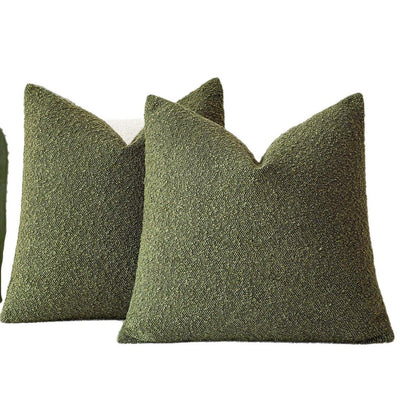 Pack of 2 Modern Textured Boucle Throw Pillow Covers Accent Solid Decorative Pillow Cases Cozy Woven Couch Cushion Case for Chair Sofa Bedroom Living Room Home Decor 16*16 Inch Moss Green