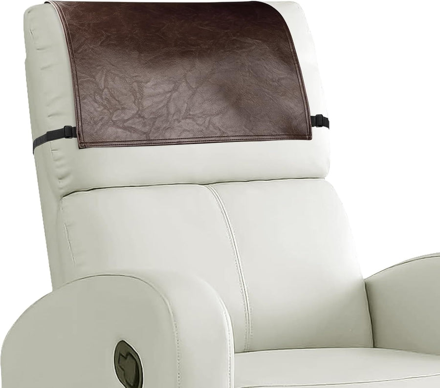 Headrest Cover for Recliner Chair Recliner Headrest Protector Faux Leather Headrest Cover with Elastic Straps Couch Headrest Covers for Furniture Sofa Protector (43*68cm)