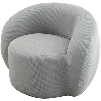 Round  Swivel Barrel Chair Cover Modern Accent Round  Armchair Slipcover Soft Stretch Chair Covers for Living Room（Light gray grid）