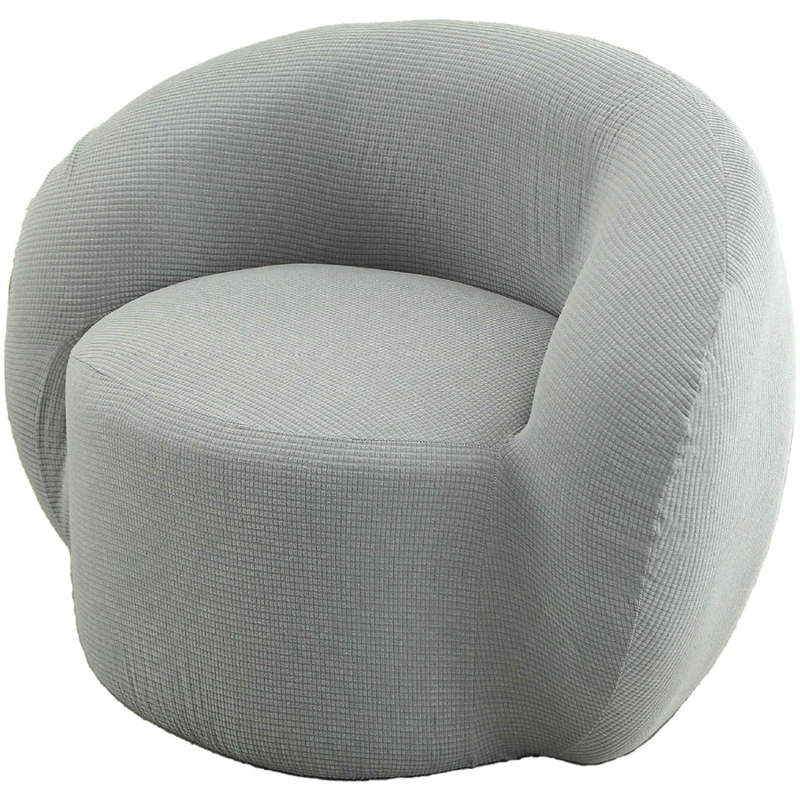 Round  Swivel Barrel Chair Cover Modern Accent Round  Armchair Slipcover Soft Stretch Chair Covers for Living Room（Light gray grid）