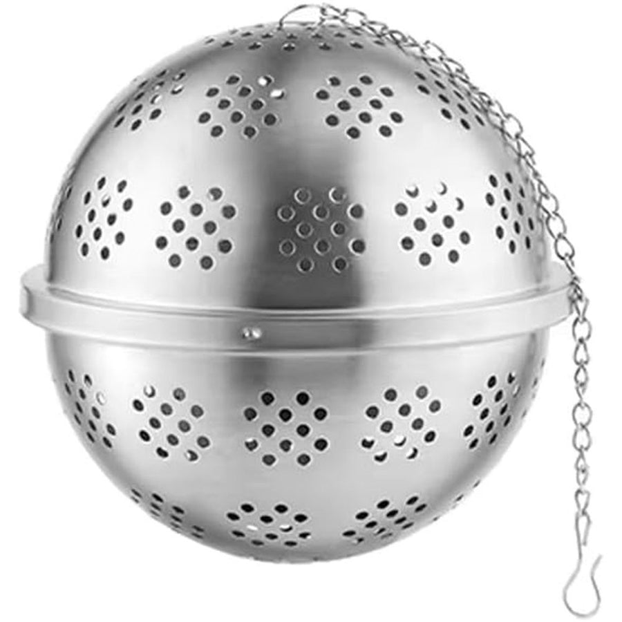 Stainless Steel Tea Ball Strainer Spice Infuser,Mini Spice Ball Soup Seasonings Separation Basket with Hanging Hook for Brewing Tea Spice Seasoning （9.3CM）