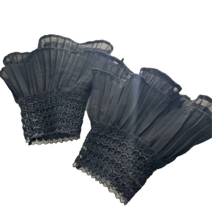 two pairs  Floral Lace Cuffs Detachable Fake Sleeves Lace Wrist Cuffs for Women GirlsFake sleeves, chiffon lace lace cuffs, wrist guards, versatile cuffs, cute patchwork White