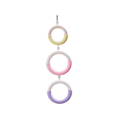 3-Ring Bird Swing Toy, Wrapped with Cotton Rope for Parrots Soft Grip, Thick Wood Parakeet Swing Perch for Cage, Hanging Climbing Bird Toys for 2-3 Parrots Budgies, Lovebirds