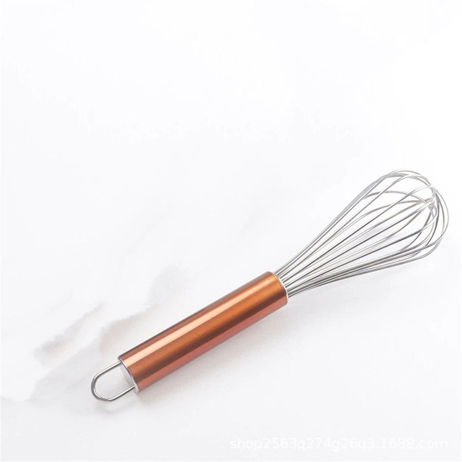 1pcs  Copper Silicone Egg Whisk, Balloon Egg Beater, Stainless Steel Handle Cooking Utensils for Blending Whisking Beating Stirring Cooking Backing（Small size 11in）