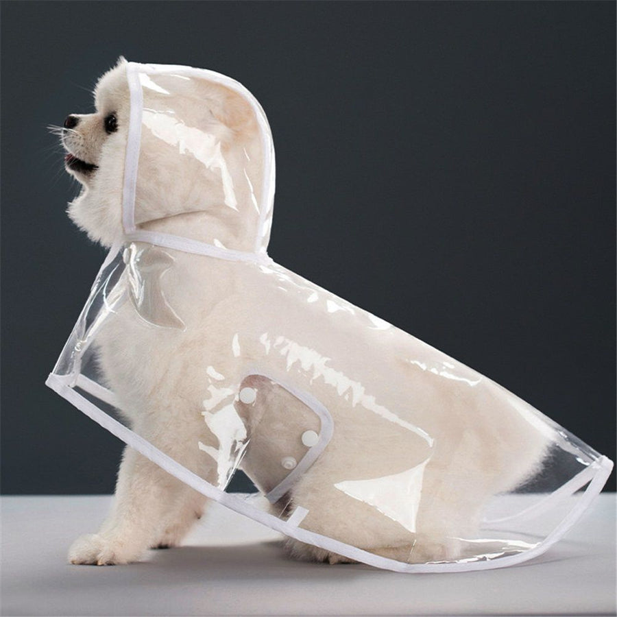 Dog raincoat jacket with adjustable hooded pet raincoat, suitable for small dogs transparent - (L, white)