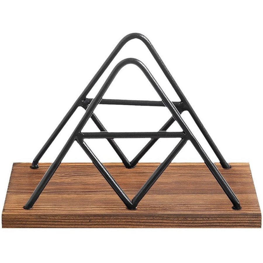 Wooden Napkin Storage,1 Pack Black Table Napkin Holder with Black Metal Wire for Indoor Outdoor Home Dining Restaurant Kitchen Decor